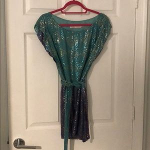 Belted sequin mini dress